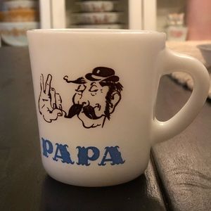 Hazel Atlas PAPA 1950 Mug Milk Glass D handle